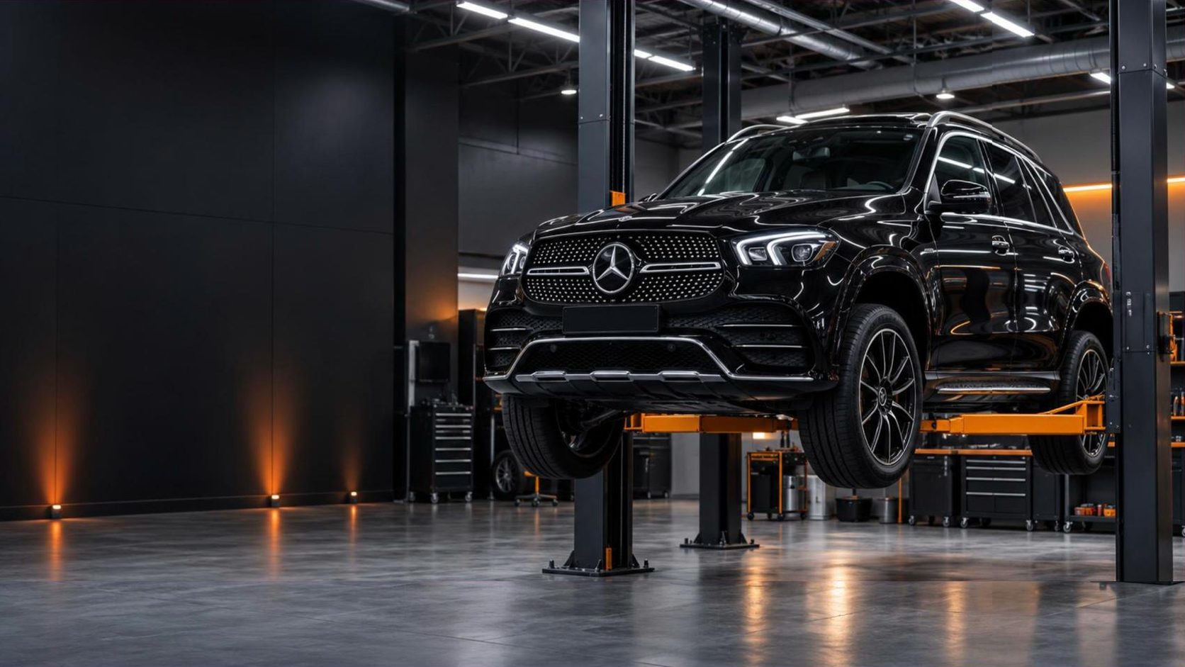 Mercedes-Benz GLE on a lift