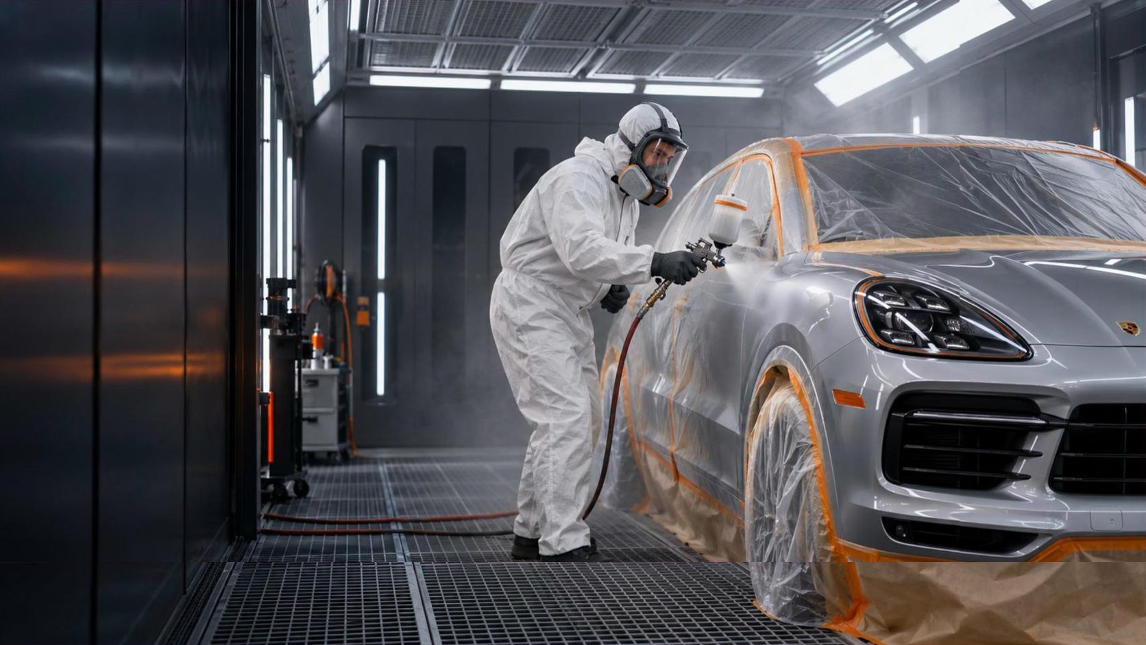 Painter in the spray booth