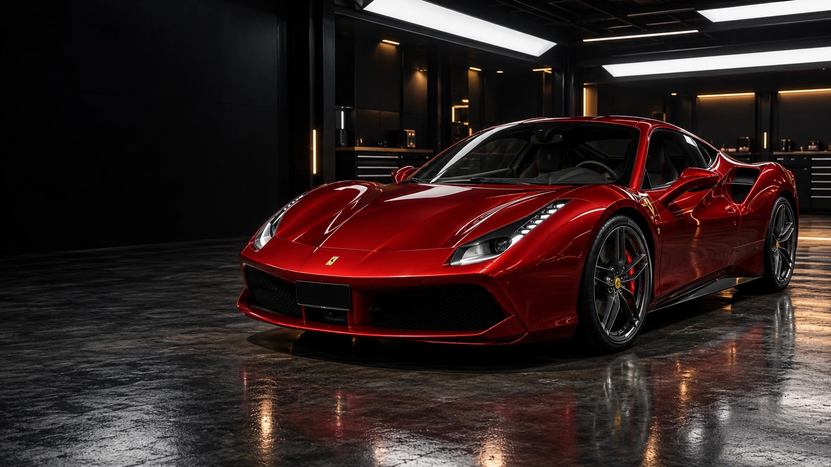 Red Ferrari 488 in the GV Auto Collision shop